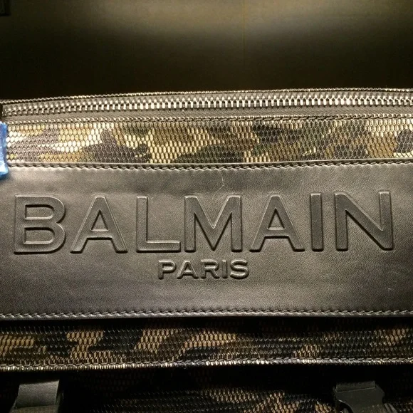 BALMAIN Camo Nylon & Leather Messenger Bag - Picture 4 of 6